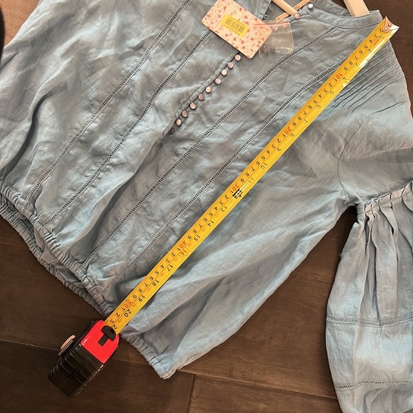 FREE PEOPLE 💯 linen balloon blouse size SP - Picture 12 of 16